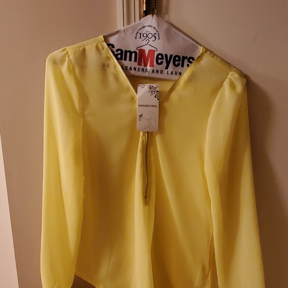 Wangmeicheng Sheer Yellow Blouse